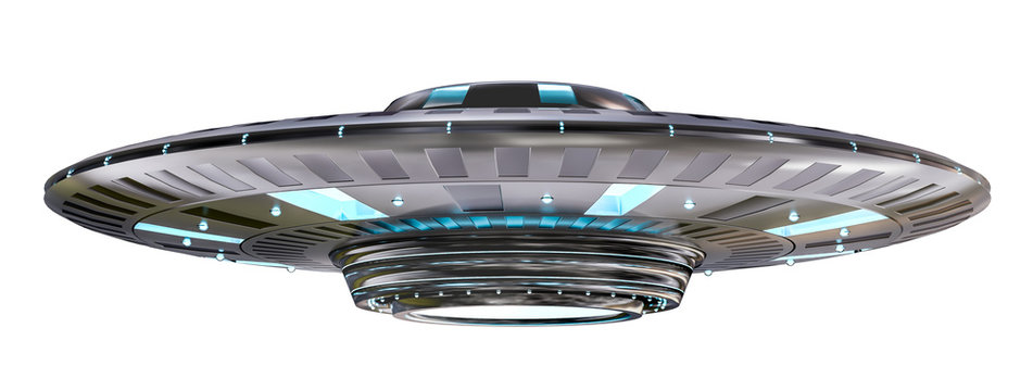 Vintage UFO Isolated On White Background 3D Rendering