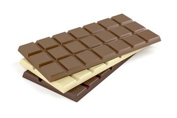 Chocolate bars on white