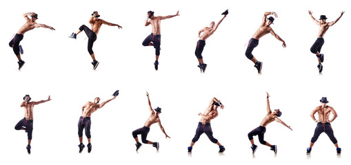 Ripped dancer isolated on the white