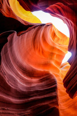 eroded sandstone rock in slot canyon, antelope valley, page, arizona, usa. red rock wave eroded
