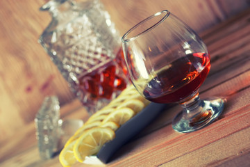 brandy alcohol set glass and carafe