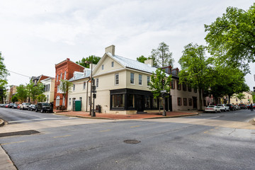 Fototapeta na wymiar Homes on Third Street in Downtown Historic Federick, Maryland