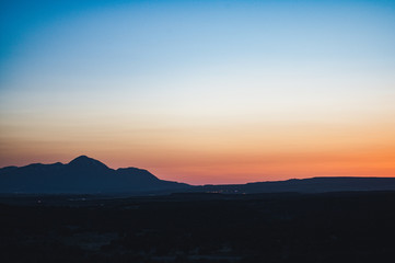 Desert Sunset Behind Sleeping Ute Mountains 