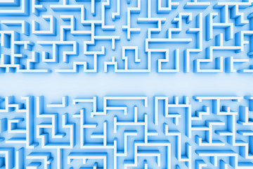 giant blue maze structure, with a path maze through structure