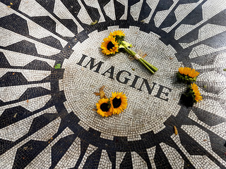 Sunflowers at Central Park Imagine mosaic - New York, USA