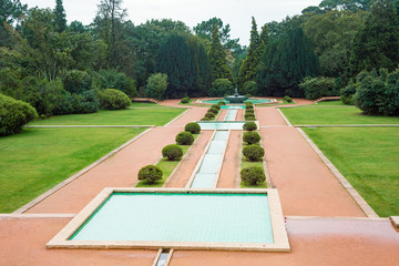 Public villa garden park walkway footpath with pools fountain Porto Oporto Serralves exterior