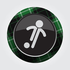 button with green, black tartan - football player