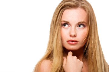 Naklejka premium Portrait of young long-haired woman