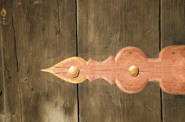 close up of old wooden door hindle