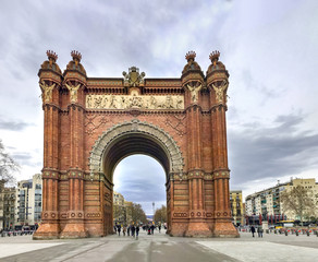 Fototapeta na wymiar Arch of Triumph in ciutadella park, Barcelona, Ciutadella Parc is a park in Ciutat Vella district, Barcelona city