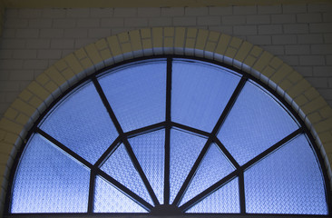 Blue color glass stained at church