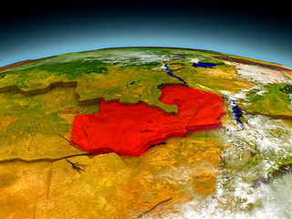 Zambia on model of Earth