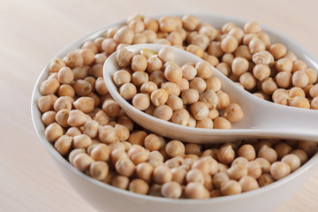 soy beans on wooden table