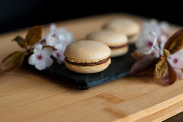 Macaroons decorated with flowers