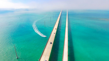 Seven Miles bridge. Florida Keys. Aerial photo - obrazy, fototapety, plakaty