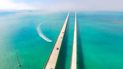 Gordijnen Seven Miles bridge. Florida Keys. Aerial photo © miami2you