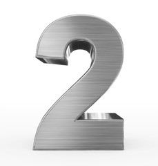 number 2 3d metal isolated on white