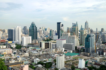 Bangkok cityscape of buildings from a high angle.
