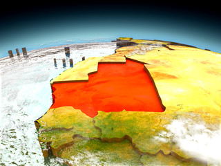 Mauritania on model of Earth
