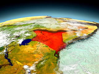 Kenya on model of Earth