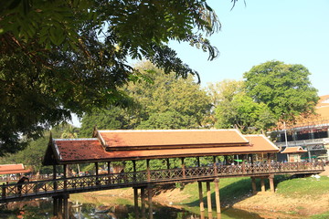 Naklejka premium Bridge over Siem Reap River, Cambodia