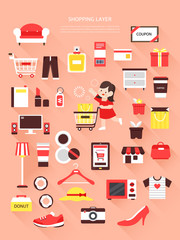 Shopping Flat Illustrations Collection