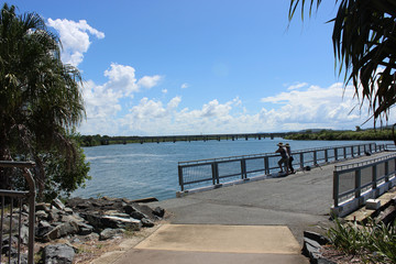 Jetty and ocean canal with bridge