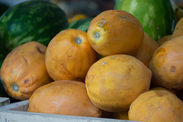 Papayas in Mexican maket