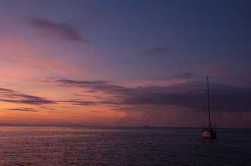 Fototapeta premium Sunset near the boat