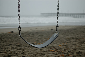 A swing at Cayucos Beach in Central California.