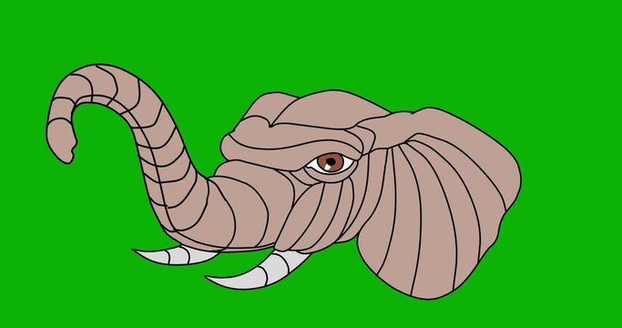 Elephant Head Playing With Trunk 2D Animation