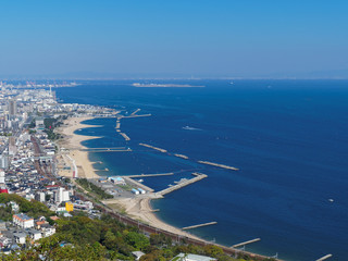 鉢伏山から見る須磨海岸や神戸の街並み