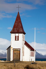 Fototapeta na wymiar Church in the ancient fishing village of Hellnar, on the Snaefellsnes peninsula in Iceland.
