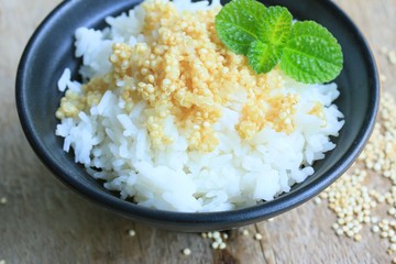 cooked rice and quinua