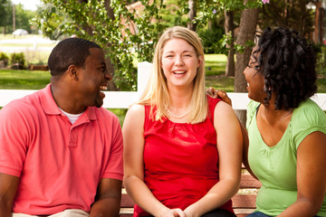 Obraz premium Diverse group of people talking and laughing.