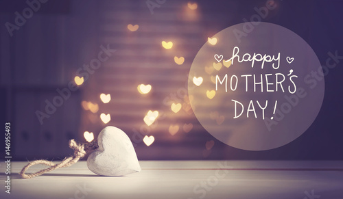 Happy Mother's Day message with a white heart