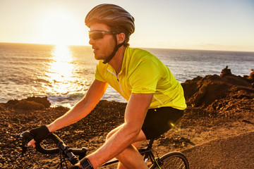Cyclist tourist taking selfie picture with smartphone during biking trip alone on summer vacation...