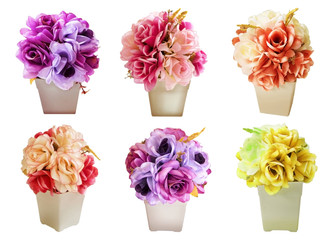 fake rose flower,plastic flowers isolated on white background