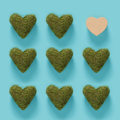 Green moss hearts with a one out concept