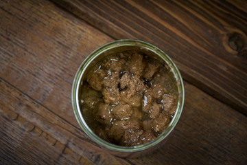 Pets  food on a wooden background