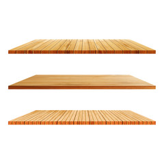 3 Wood Shelves Table isolated on white background
