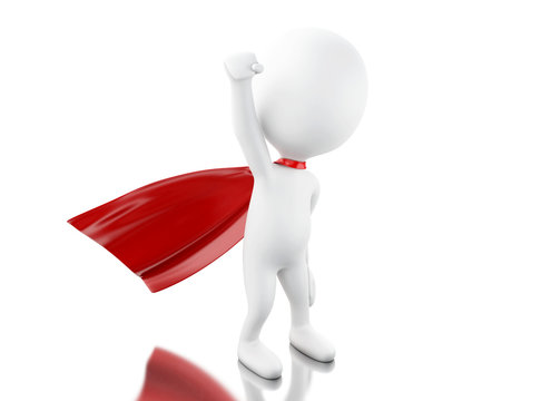 3d Super hero with red cape.