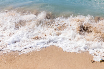 Ocean waves on a tropical beach of magic Bali island, Indonesia.