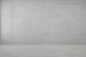 Room with white concrete floor and empty wall background in modern house - 3D rendering