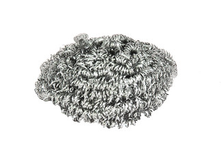 steel wool dishwashing on a white background