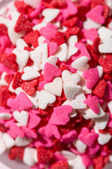 Valentines Day. Close-up of colorful candy hearts.