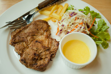 steak,grilled pork