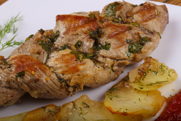 Baked pork with potato