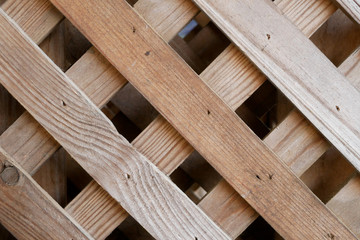 Closeup crossed wood lath texture
