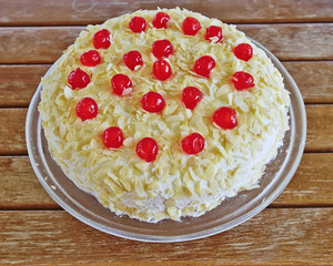 almonds and cherries white homemade cake